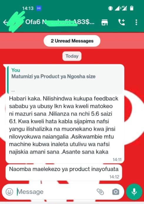 Ngosha Size Results
