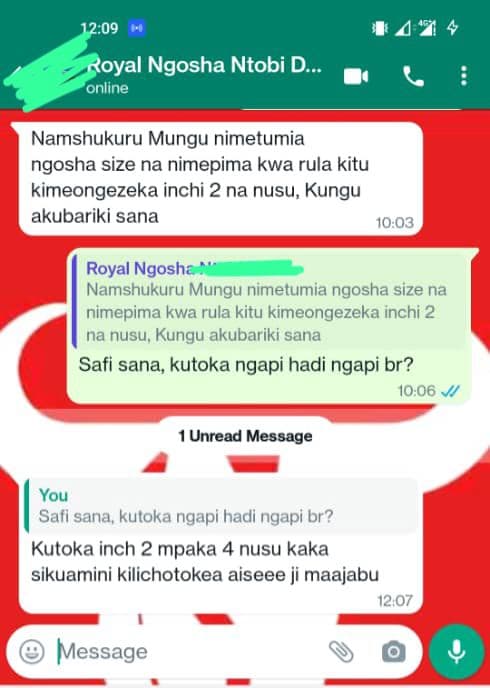 Ngosha Size Results